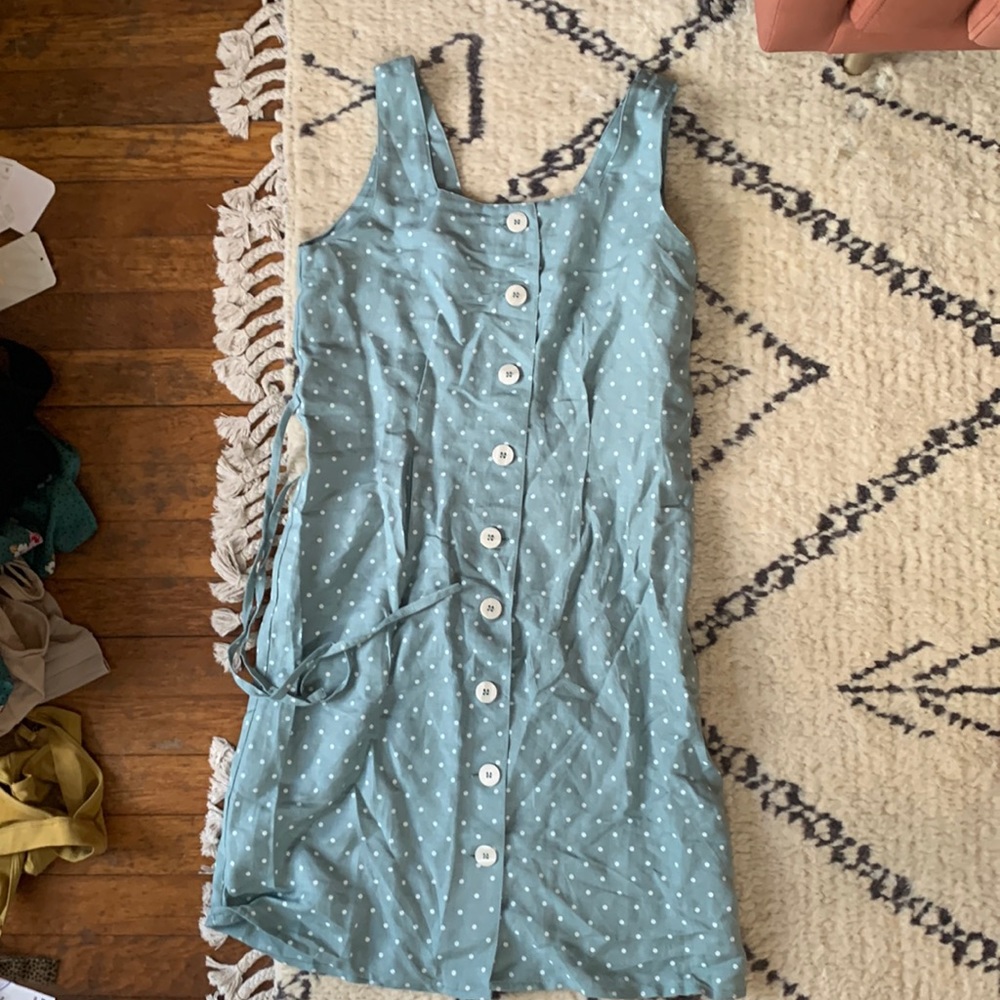 Mango Linen Button Front Dress
